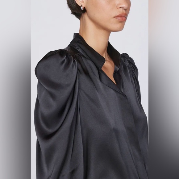 FRAME Gillian Long Sleeve Black Silk Top, M - Picture 4 of 13